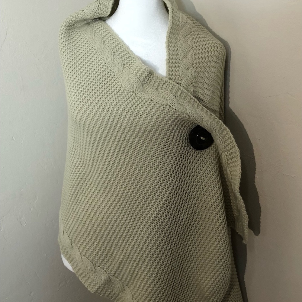 Y2K Knitted Wrap Shawl Scarf Sweater Beige Tan Knit One Size